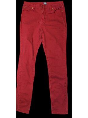 Soho New York & Company Red Zip Calf Jeans Size 6 Slim Fit Stretch